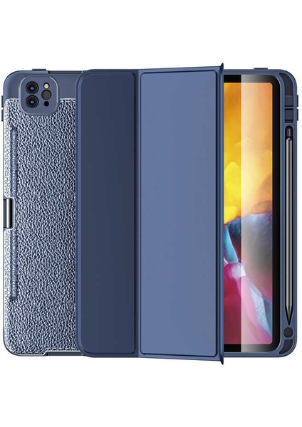 Apple iPad Pro 11 2. Nesil Yatay Standlı Kalemlikli Uyku Modlu Leather Smart Kılıf A2228 A2068 A2230 A2231