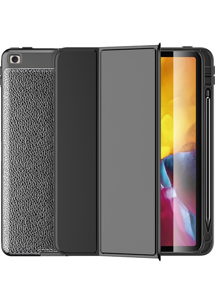 Apple iPad 7. Nesil 10.2 Inc Yatay Standlı Kalemlikli Uyku Modlu Leather Smart Kılıf A2197 A2200 A2198