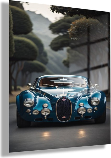 Temperli Cam Tablo Açık Mavi Renk Bugatti Fotoğrafı