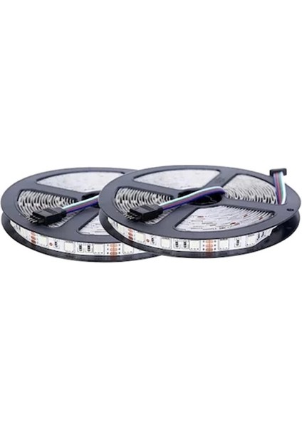 12V 10 Metre Silikonsuz Rgb Şerit LED Bluetoothlu LED Kontrol 5A Adaptörlü IP20 Set
