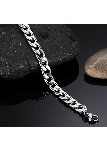 Gurmet Klasik Kararmaz Gümüş Erkek Çelik Bileklik fiyatları