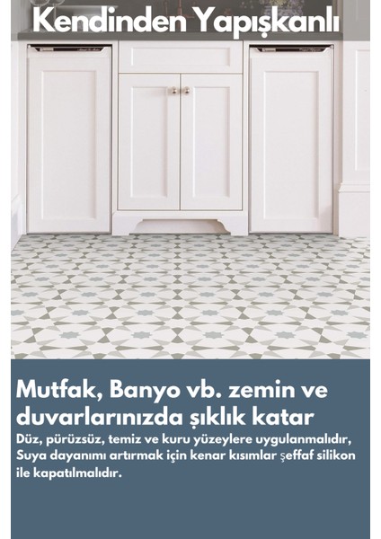 Kendinden Yapışkanlı Pvc Sticker 4ADET 30CM×30CM Mutfak Banyo Duvar Zemin Kaplama