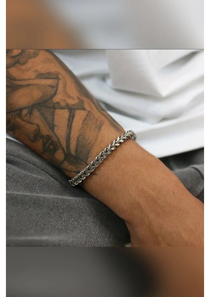 Tilki Kuyruğu Kararmaz Gümüş Çelik Bileklik Unisex