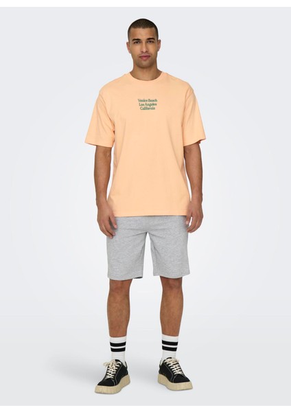 O Yaka Baskılı Pudra Erkek T-Shirt Onskenny Rlx Text Ss Tee