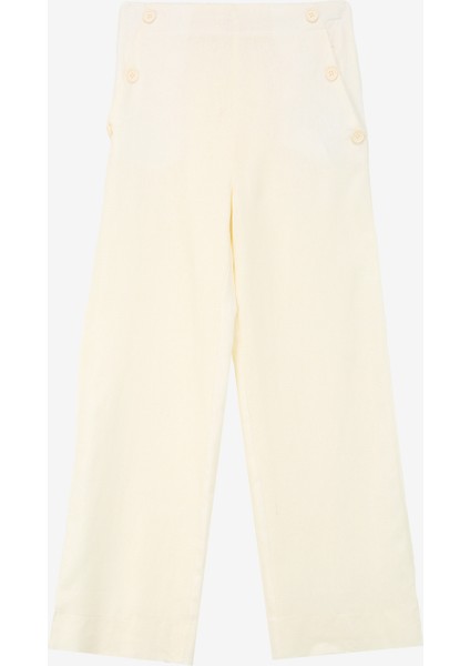 Normal Bel Normal Paça Beyaz Kız Çocuk Chino Pantolon 4Skg40053Aw