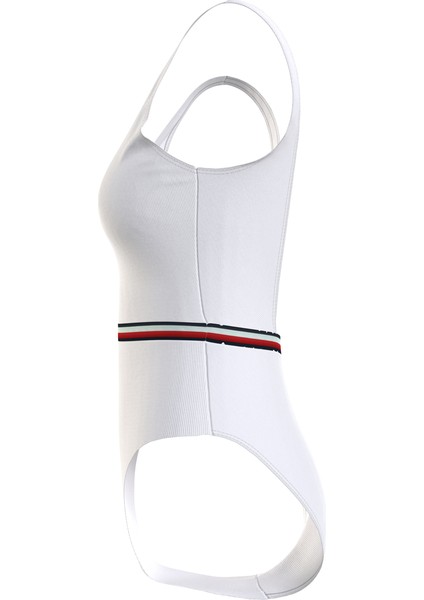 Beyaz Kadın Mayo Square Neck One Pıec, Ycf UW0UW0529