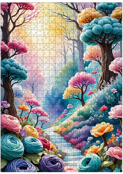 Ahşap Mdf Puzzle Yapboz Renkli Ağaçlar 500 Parça 50*70 cm