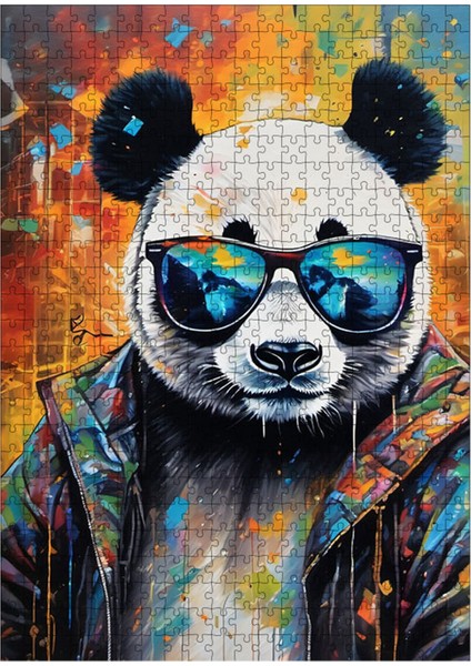 Ahşap Mdf Puzzle Yapboz Gözlüklü Panda 500 Parça 50*70 cm