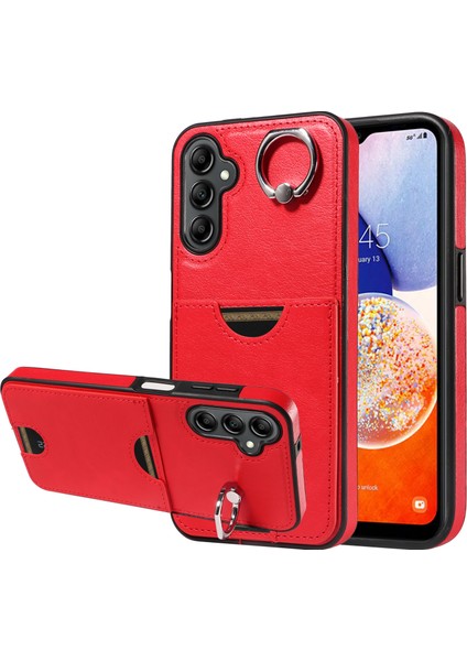 006 Samsung Galaxy A14 4G/A14 5g Arka Kapak Pu Tpu Kılıf Kart Çantası Halkalı Tutucu-Kırmızı (Yurt Dışından) fiyatları