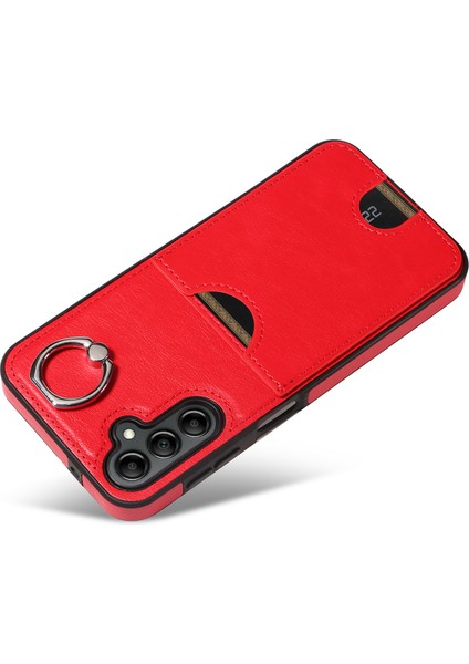 006 Samsung Galaxy A14 4G/A14 5g Arka Kapak Pu Tpu Kılıf Kart Çantası Halkalı Tutucu-Kırmızı (Yurt Dışından) modelleri