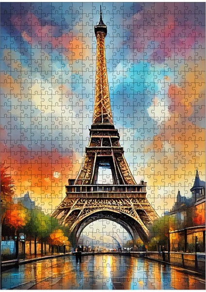 Ahşap Mdf Puzzle Yapboz Paris Eyfel Kulesi 500 Parça 50*70 cm