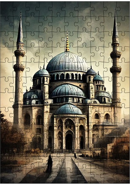 Ahşap Mdf Puzzle Yapboz Cami Gazete Fon 120 Parça 25*35 cm