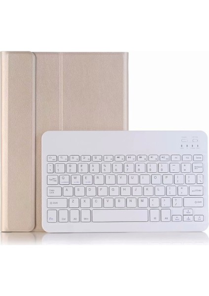 Huawei Matepad T8 Bluetooth Klavye Deri Kılıf Altın (Yurt Dışından)