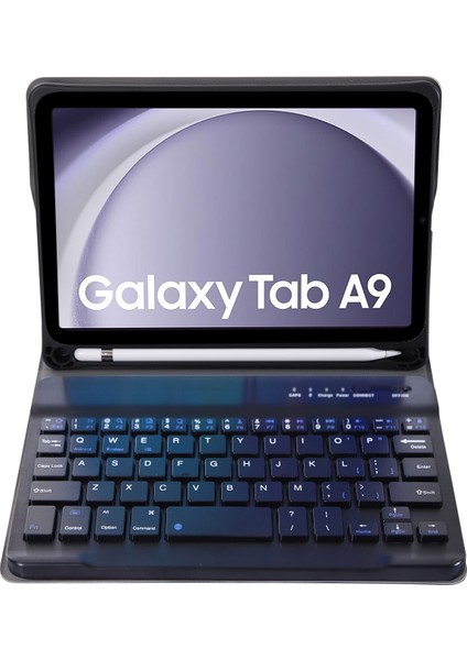 Samsung Galaxy Tab A9 X110/X115 Siyah Klavye Pu Kılıf (Yurt Dışından)