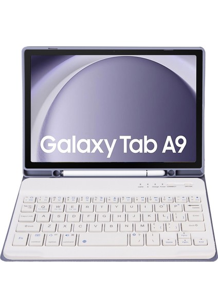 Samsung Galaxy Tab A9 X110/X115 Mor Için Klavye Pu Kılıf (Yurt Dışından)