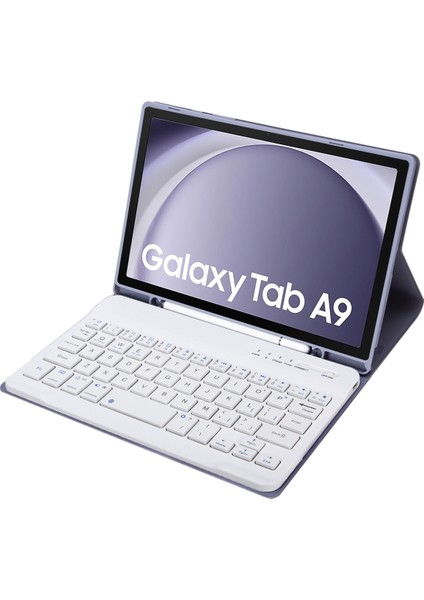 Samsung Galaxy Tab A9 X110/X115 Mor Için Klavye Pu Kılıf (Yurt Dışından)