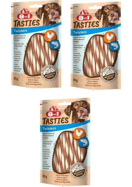 Tasties Twisters Tavuk ve Balıklı Köpek Ödülü 85 gr. x 3 Adet