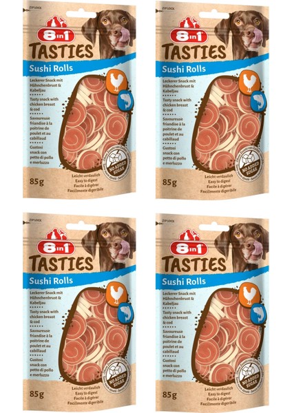 Tasties Sushi Rolls Tavuk ve Balıklı Köpek Ödülü 85 gr. x 4 Adet