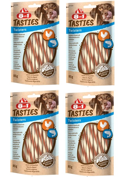 Tasties Twisters Tavuk ve Balıklı Köpek Ödülü 85 gr. x 4 Adet