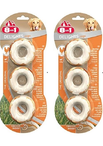 Delight Bones 3'lü Rings Tavuklu Köpek Ödülü x 2 Adet