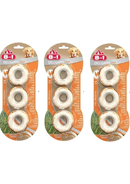 Delight Bones 3'lü Rings Tavuklu Köpek Ödülü x 3 Adet