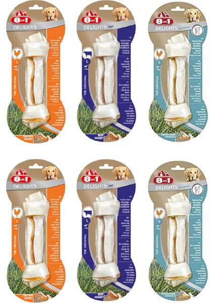 Delights Bones Large 3 Çeşit Karma Köpek Ödül Kemiği 85 gr. x 6 Adet