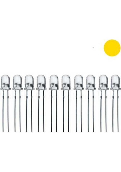 5mm Şeffaf Sarı LED Paketi - 10 Adet