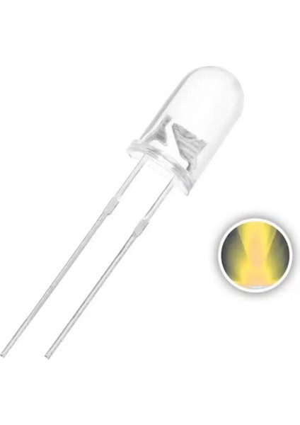 5mm Şeffaf Sarı LED Paketi - 10 Adet