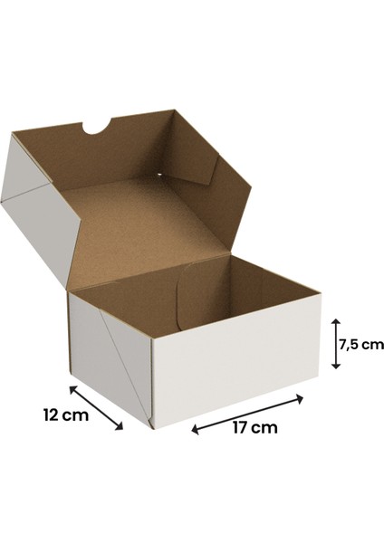 17X12,5X7,5 - Beyaz Kesimli Karton Kutu - Internet ve Kargo Kutusu - 100 Adet