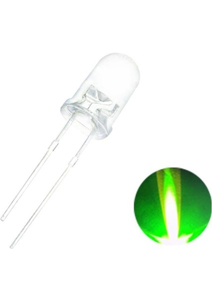 5mm Şeffaf Yeşil LED Paketi - 10 Adet