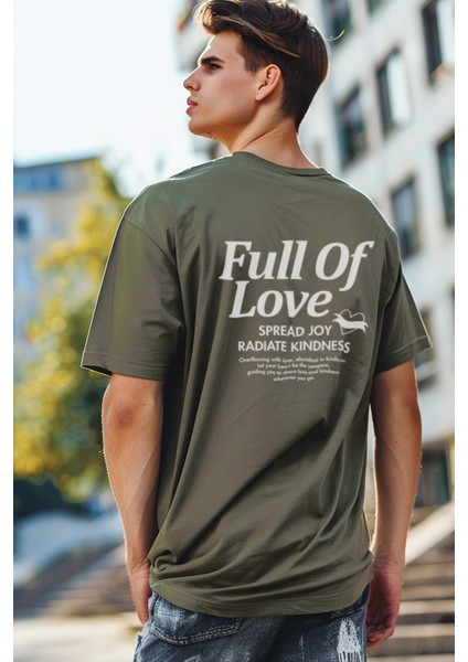 Full Of Love Oversize T-Shirt Erkek - Haki