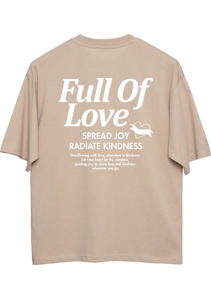 Full Of Love Oversize T-Shirt Erkek - Bej