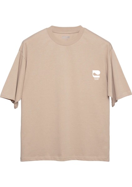 Full Of Love Oversize T-Shirt Erkek - Bej fiyatları