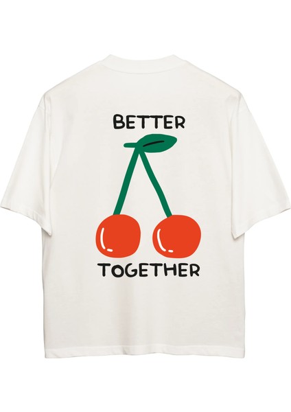 Better Together Oversize T-Shirt - Erkek - Ekru