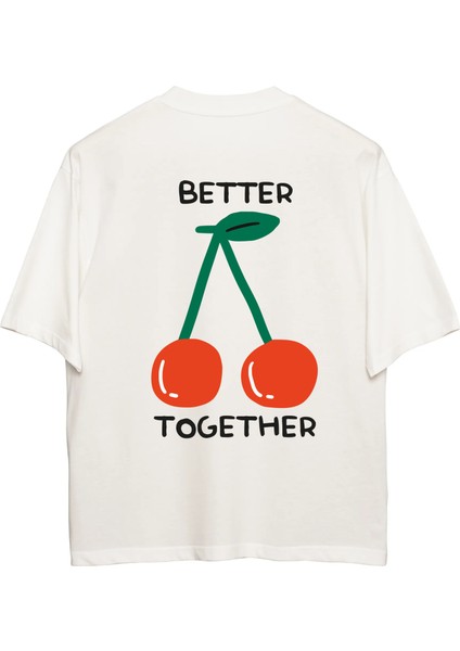 Better Together Oversize T-Shirt - Erkek - Ekru modelleri