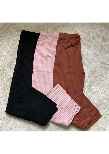 3'lü Kadın Fitilli Rahat Pantolon & Eşofman Gündelik Rahat Ev Giyim Pijama