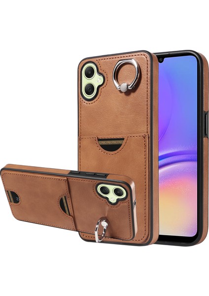 006 Samsung Galaxy A05 4g Kılıf Tek Kart Yuvalı Kickstand Buzağı Dokulu Arka Kapak-Mavi-Kahverengi (Yurt Dışından) fiyatları