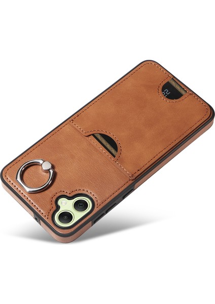006 Samsung Galaxy A05 4g Kılıf Tek Kart Yuvalı Kickstand Buzağı Dokulu Arka Kapak-Mavi-Kahverengi (Yurt Dışından) modelleri