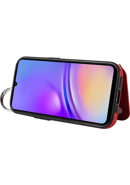 Samsung Galaxy A05 4g Telefon Kılıfı Litchi Doku Kart Yuvaları Geri Kabuk-Kırmızı (Yurt Dışından)