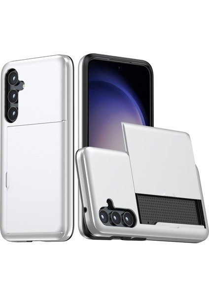 Samsung Galaxy A55 5g Telefon Kılıfı Tpu + Pc Kapaklı Slayt Kart Tutucu-Gümüş (Yurt Dışından)