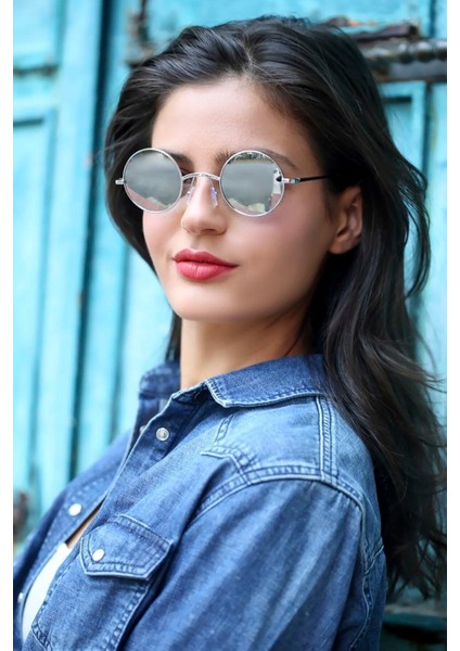 Bridge Aynalı Yuvarlak Metal Çerçeve Erkek Güneş Gözlüğü