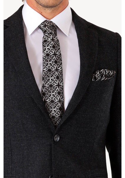 Erkek Siyah Kışlık Yünlü Regular Fit Desenli Tek Ceket fırsatları