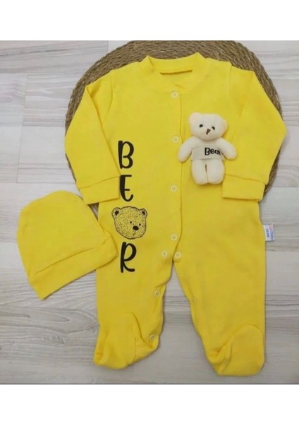Kız Erkek Ayıcıklı Şapkalı Bebek Tulumları