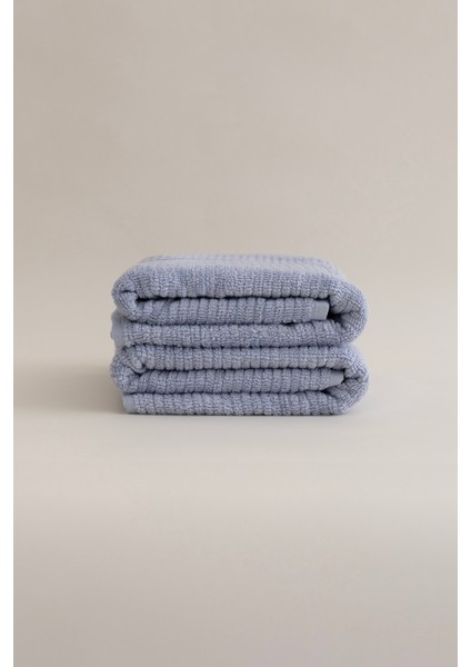 Ivory Mavi Fitilli Mikro Fiber %100 Pamuk 2li El Yüz Havlusu Seti 50 x 90 - 50 x 90 1136A modelleri