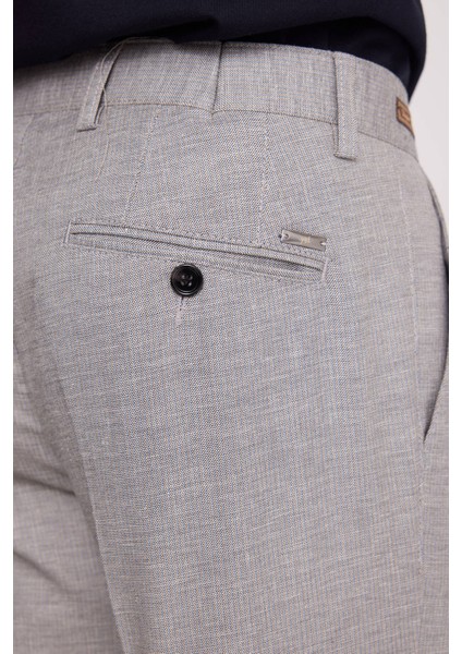 Erkek Bej Regular Fit Çizgili Keten Pantolon indirimleri