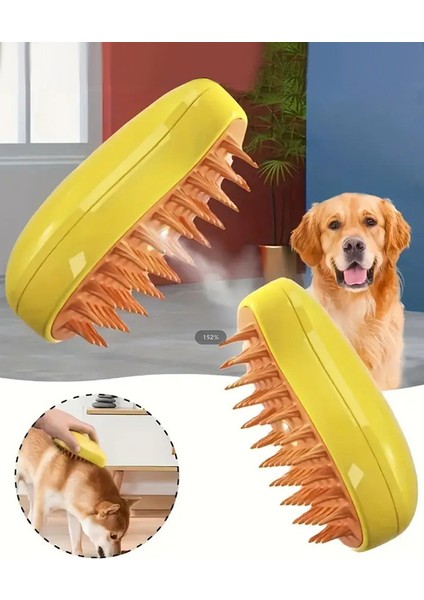 Pet Buharlı Fırça 3 In1 Buharlı Kedi Fırçası Dökülme Için Pet Steamer Fırçası Masaj Için Çok Fonksiyonlu Pet Bakım Fırçası Pet Epilasyon Aracı Kediler ve Köpekler Için Tarak (Sarı) (Yurt Dışından)