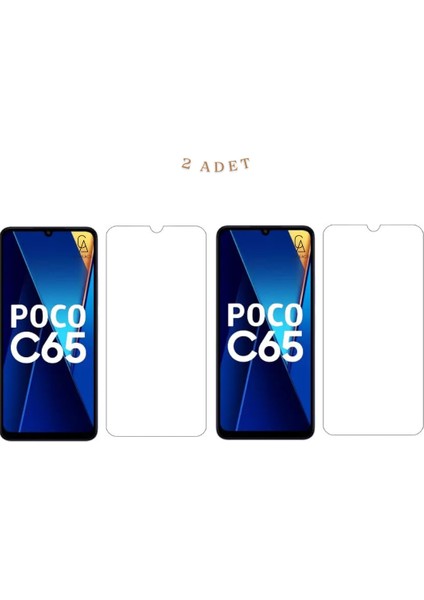 Xiaomi Poco C65 ile Uyumlu Ekran Koruyucu Şeffaf Temperli Kırılmaz Cam Ekran Koruyucu 2 Adet