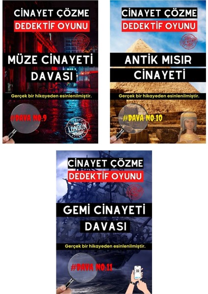 11'li Paket Cinayet Çözme - Ekonomik Paket Dedektif Oyunu - Çözülmeyen Davalar - Katil Kim Oyunu