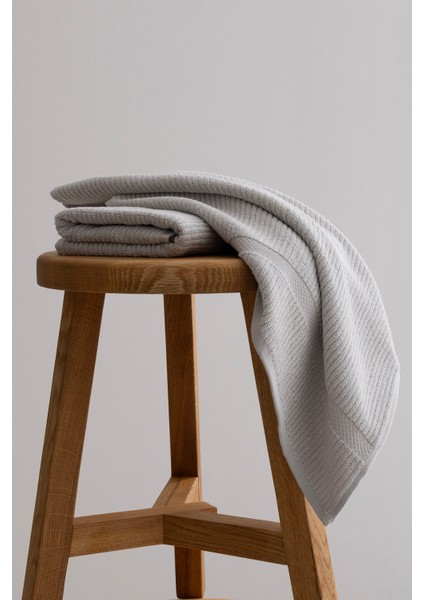 Ivory Gri Fitilli Mikro Fiber Pamuk 2li Banyo Havlusu Seti 50 x 90 - 70 x 140 1126A