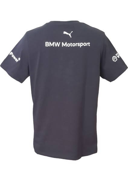 Erkek Bisiklet Yakalı Bmw Baskılı Kısa Kollu Lacivert Tişört Ety-Bmw modelleri